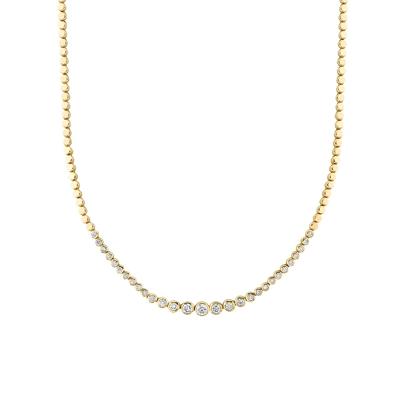 Necklaces For Strong Shine-Riviera Necklace - Partial White Diamond / 14k Yellow Gold