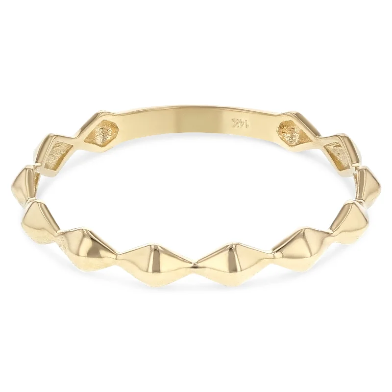 Rings Wear Metrics-14K Solid Gold Diamond Shape Stackable Band Ring