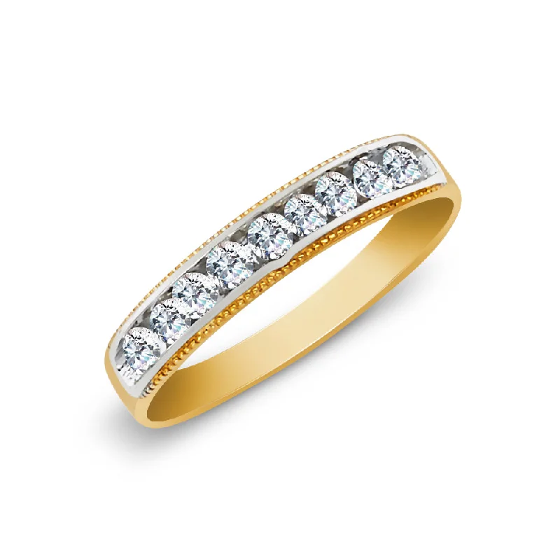 Rings Pursuit Tactics-14K Solid Gold CZ Men's Band Ring