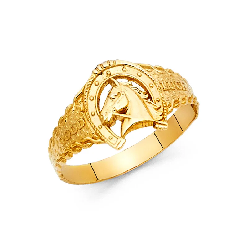 Rings For Surprise Tokens-14K Solid Gold Lucky Horseshoe Ring