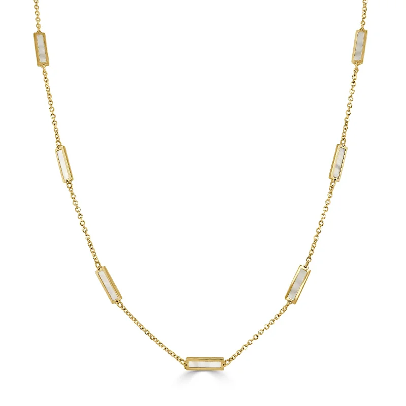 Necklaces For Infants-14k Gold & Pearl Station Necklace