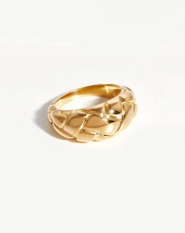 Rings Shimmer Secrets-Lucy Williams Dome Waffle Ring | 18ct Gold Vermeil