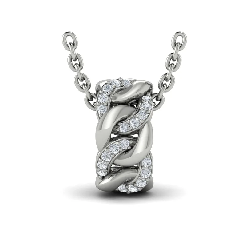 Necklaces Low-Cost Finds-Channel Set Link with Diamonds Pendant Necklace