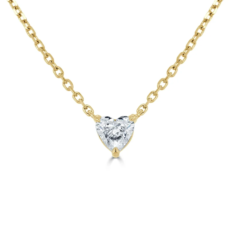 Necklaces For Bright Flair-14k Gold & Heart-Shaped Diamond Necklace