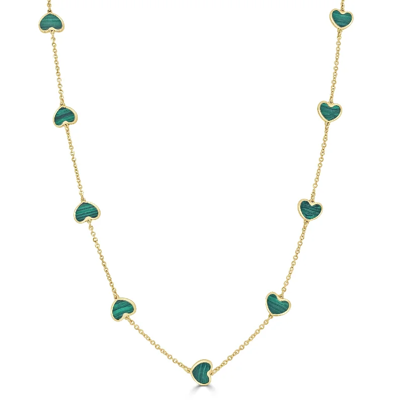 Best Airy Necklaces-14k Gold & Malachite Heart Necklace