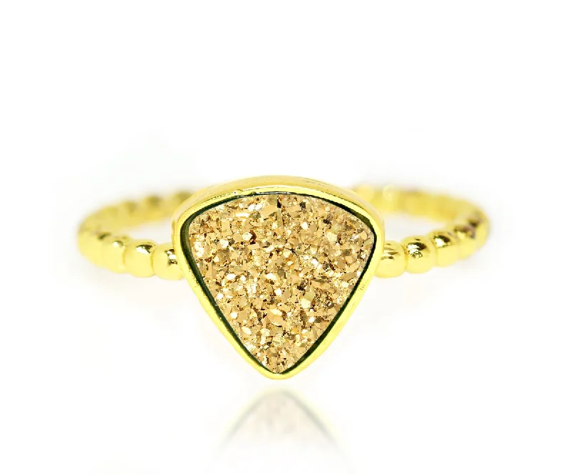 Rings For Soft Flair-Small Triangle 18k Gold Druzy Ring