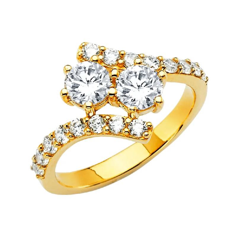 Best Wispy Rings-14K Solid Gold Round Cut Channel Set CZ Anniversary Ring