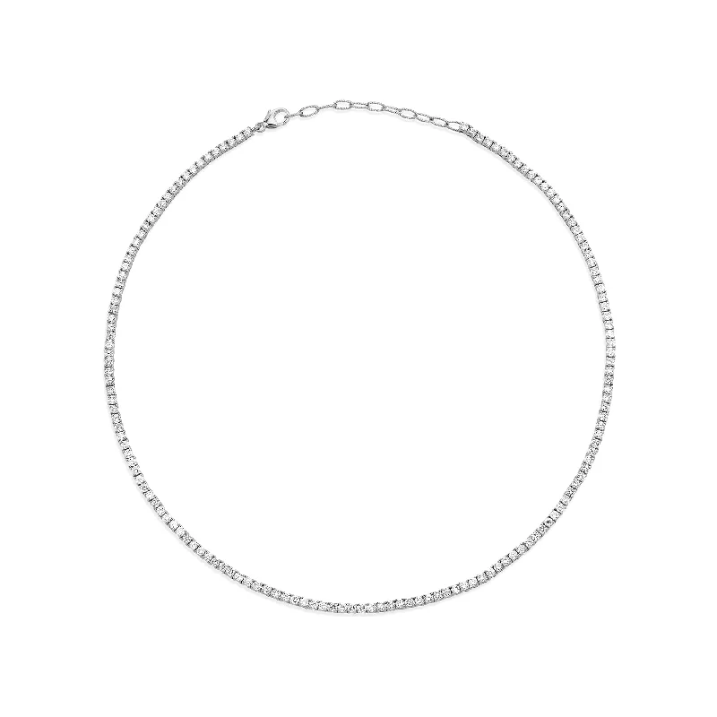 Best Rich Necklaces-Perfect Collar Tennis Necklace - White Diamond / 14k White Gold