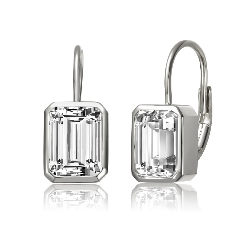 Best Tall Earrings-Caroline Baguette Demi Rectangle Leverback Earrings