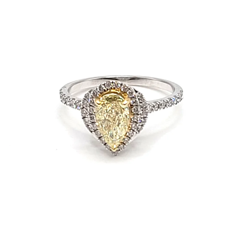 Rings Revival Tricks-18k White Gold Yellow Diamond Ring