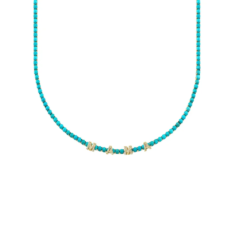 Earthy Necklaces Choices-Perfect Personalized Collar Tennis Necklace - Turquoise / 14k Yellow Gold