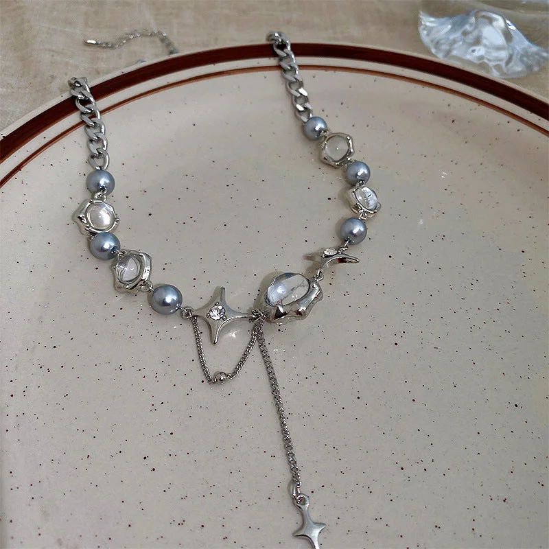 17# Necklace-Silver round Beads