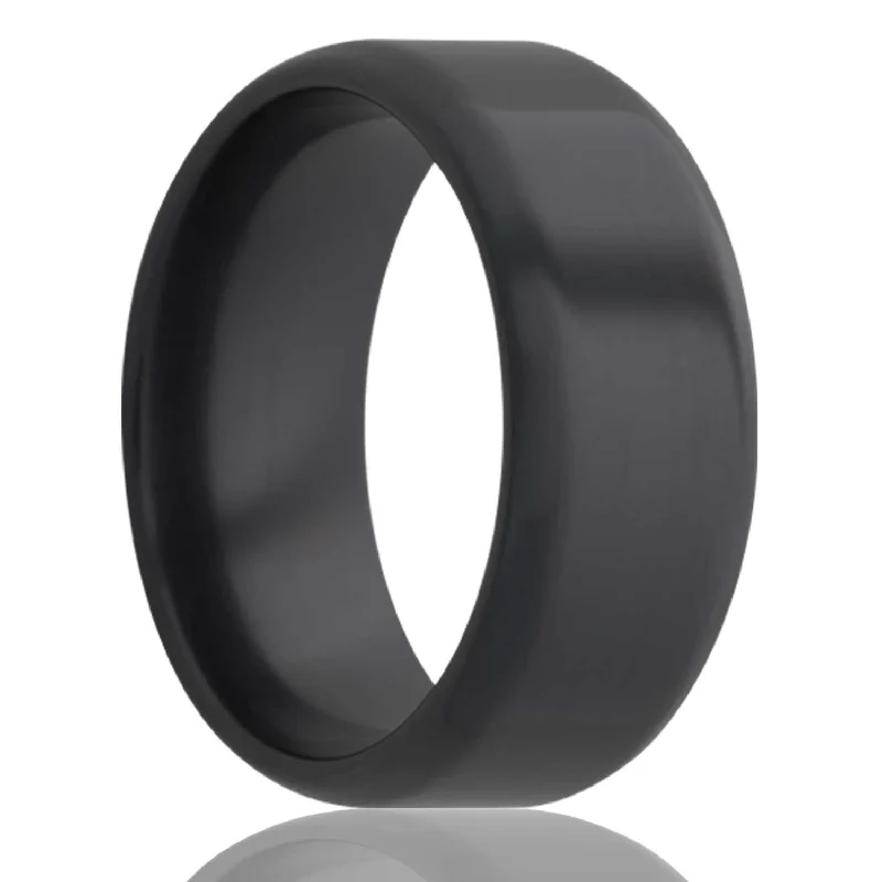 Rings For Youthful Rebels-Beveled Edge Polished Black Zirconium Ring