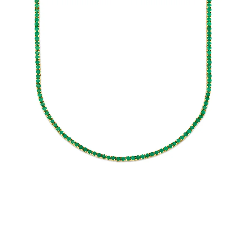 Necklaces For Foggy Days-Ultimate Tennis Necklace - Emerald / 14k Yellow Gold