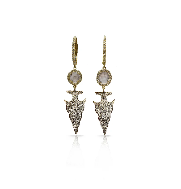 Earrings For Quad Sets-14k Gold Arrowhead Drop Earrings