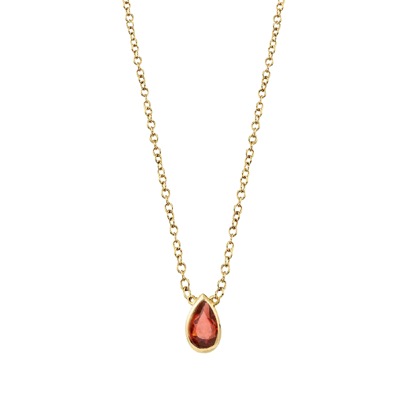 Necklaces Fan Picks-Teardrop Necklace - Garnet / 14k Yellow Gold