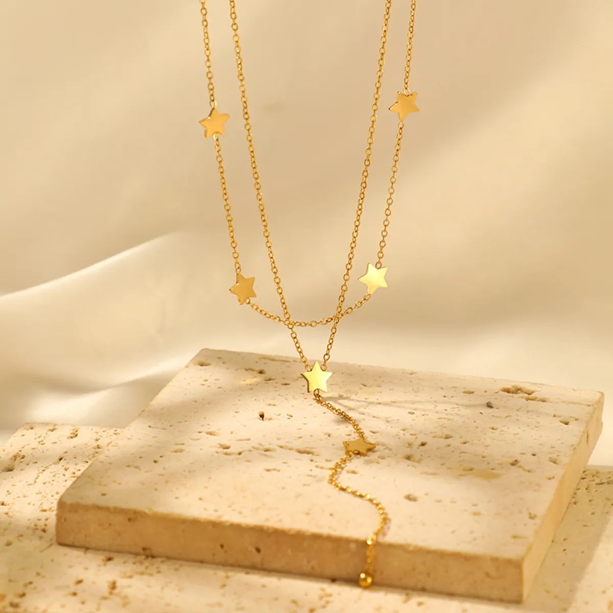 Necklaces For Sand Glow-Simple Style Shiny Pentagram Stainless Steel Polishing Plating 18k Gold Plated Pendant Necklace