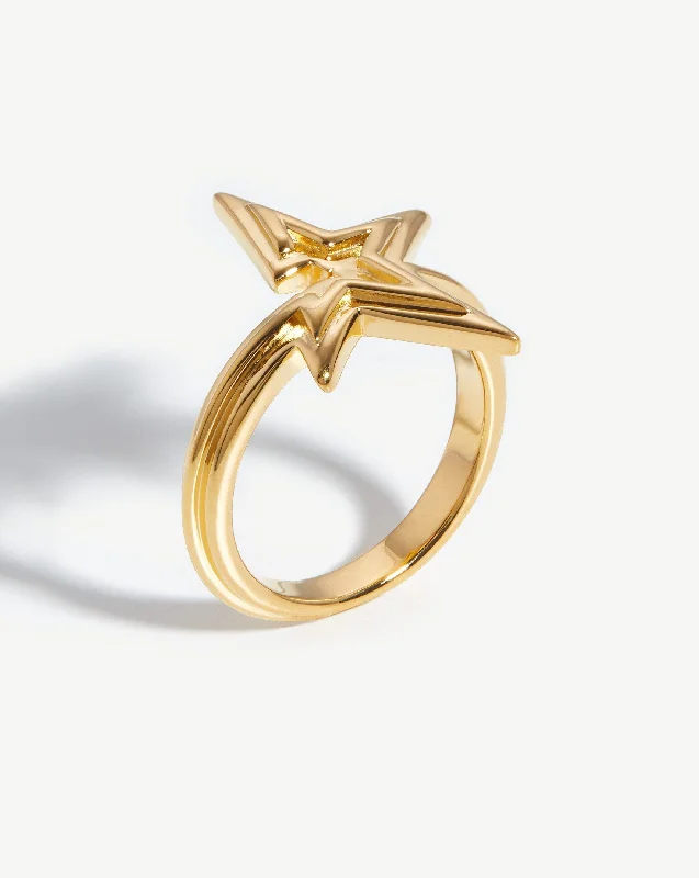 Fiery Rings For Zest-Celestial Ridge Star Ring | 18ct Gold Vermeil