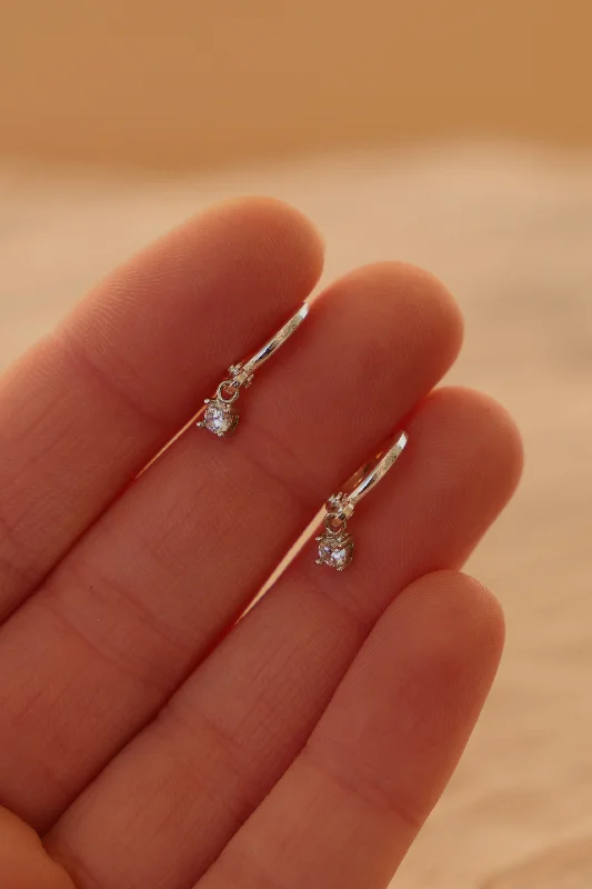 Earrings For Later Years-MINIATURE CZ DROP EARRINGS