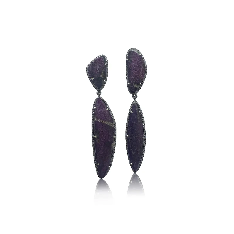 Robust Earrings For Tough Wear-Purpurite Double Drop Earrings