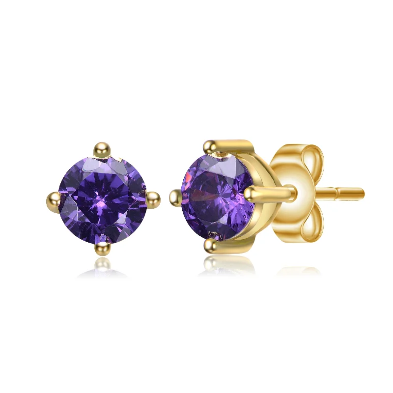 Earrings Range Rating-Marie Baby/Kids Amethyst-Purple February Birthstone Solitaire Earrings