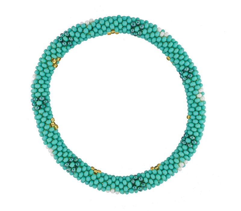 Bracelets For Breezy Days-8 inch Roll-On® Bracelet <br> Aquamarine Flower