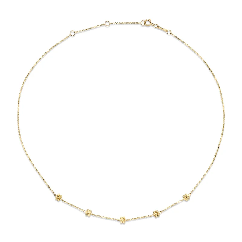 Necklaces For Slim Lines-Teddy Flower Station Necklace - 14k Yellow Gold