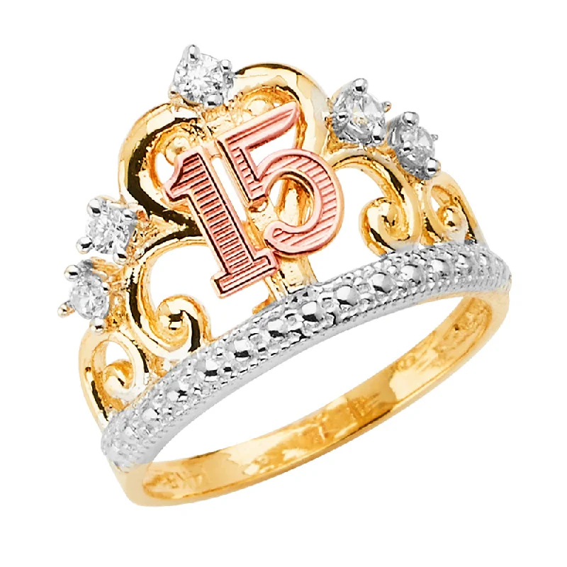 Rings Polish Hacks-14K Solid Gold QuinceaneraÂ Princess Crown OR Tiara Ring