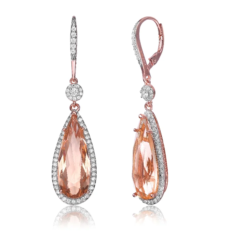 Earrings For Full Beam-Yvonne Morganite Cubic Zirconia Dangle Earrings