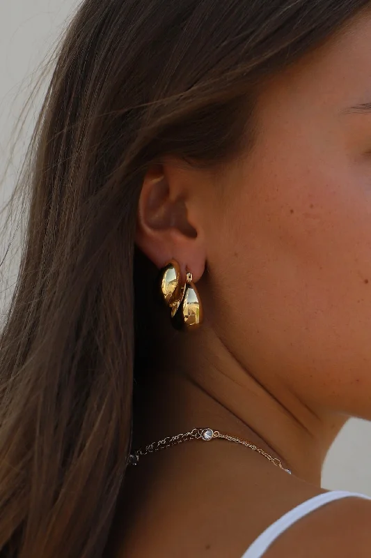 Earrings With Aged Brass-COCO CHUNKY HOOP EARRINGS