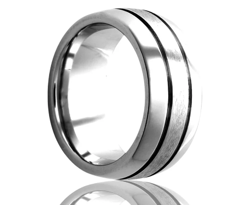 Rings For Mellow Tones-Cobalt Dome Double Grooved Ring