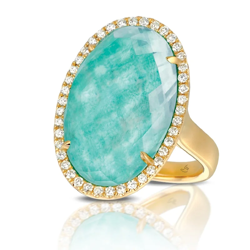 Stout Rings For Toughness-Amazonite and Diamond Ring