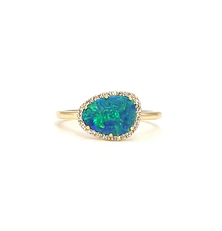 Best Packed Rings-Dilamani 14k Yellow Gold Black Opal Doublet Ring