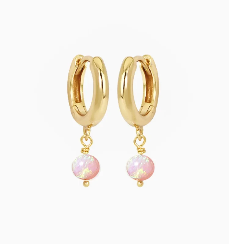 Most Robust Earrings-Pink Opal Huggie Earrings