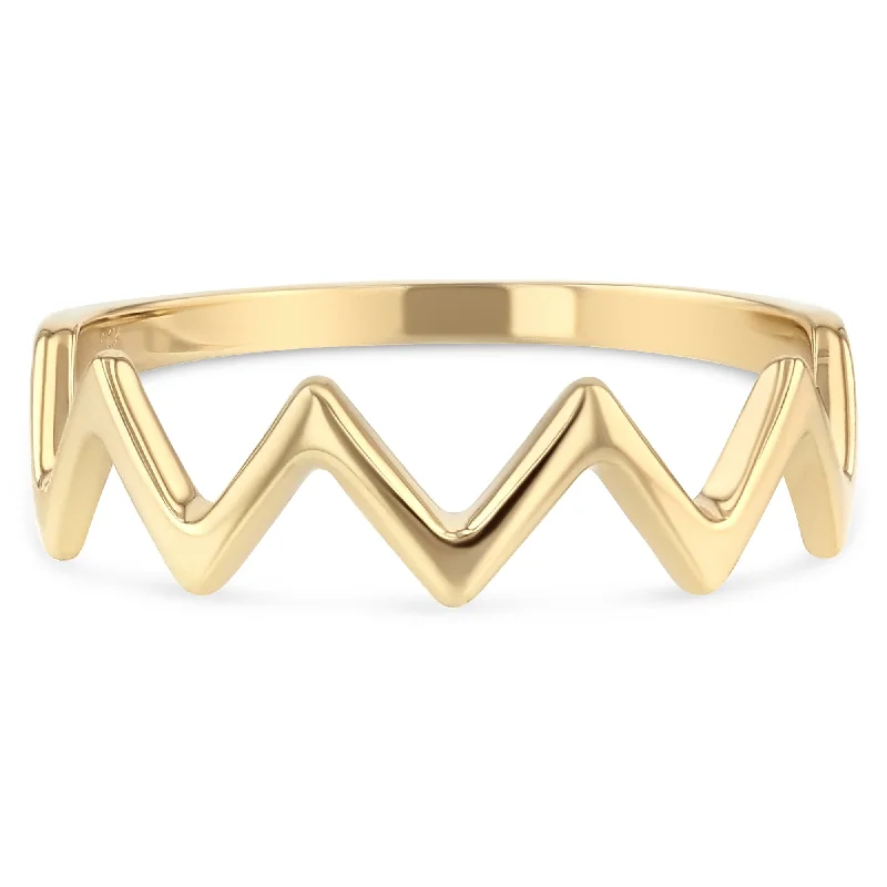 Rings Bargain Tips-14K Solid Gold Zig Zag Stackable Band Ring