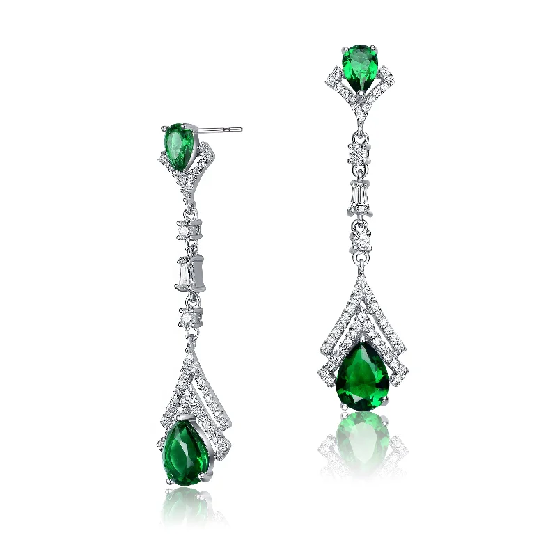 High Form Earrings-Déco Green Drop Earrings