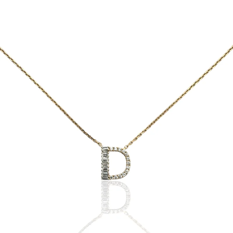 Necklaces For Self Shine-14K Gold & Baguette Diamond Initial Pendant