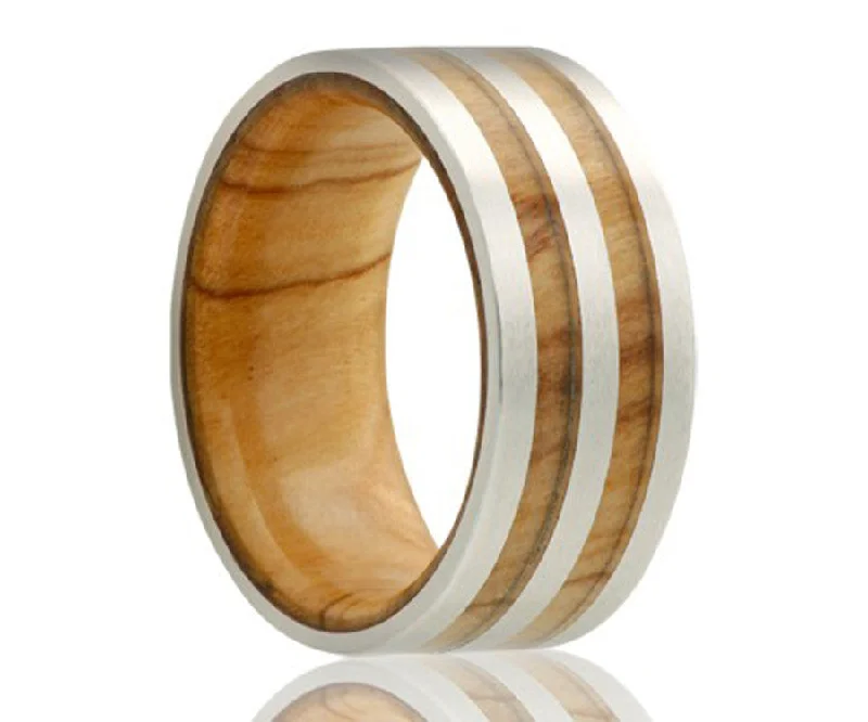 Choice Rings For Landmark Days-Cobalt Double Row Olive Wood Ring