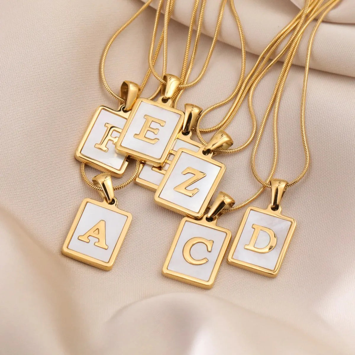 Necklaces For Craft Gifts-Casual Commute Letter Stainless Steel Plating Inlay Shell 18k Gold Plated Pendant Necklace