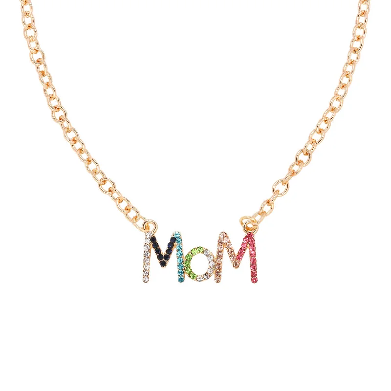 Necklaces For Broad Chests-MAMA Letter Alloy Plating Inlay Rhinestones Mother'S Day Women's Necklace