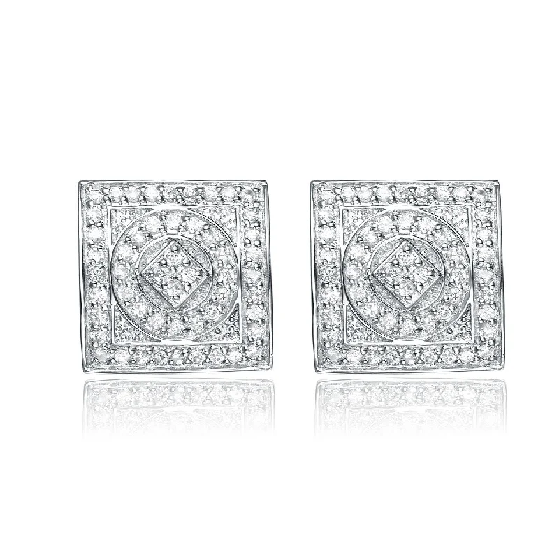 Earrings For Fresh Kids-Rochelle Pave Square Earrings