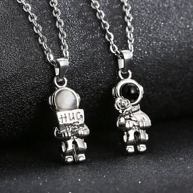 Best Grab Necklaces-Casual Simple Style Astronaut Stainless Steel Inlay Artificial Gemstones Sweater Chain