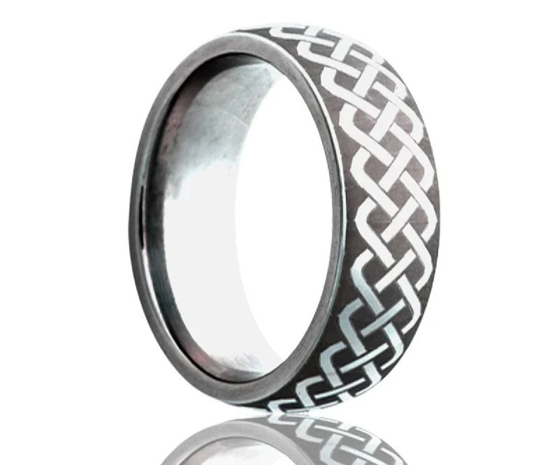 Rings Vibe Maps-Men's Dome Tungsten Laser Pattern Ring