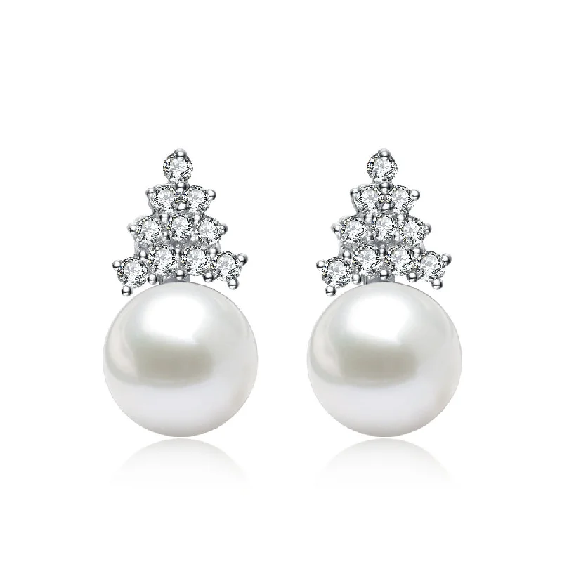 Earrings Deal Hints-Brigitte Déco Rhodium Plated Pearl Earrings