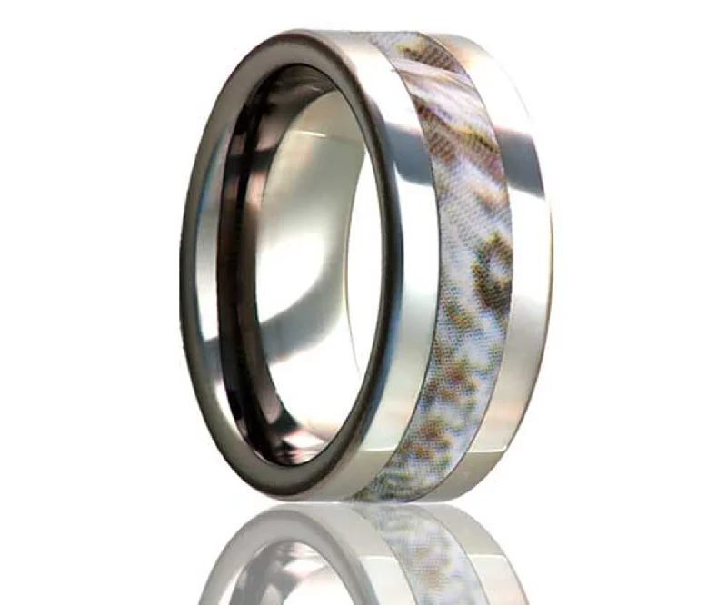 Rings Glow Rituals-Flat Edge Snow Shadow Camo Titanium Ring