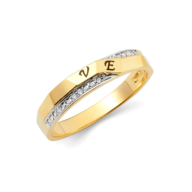 Rings Cling Assurance-14K Solid Gold CZ Women's Partial VE Wedding Band