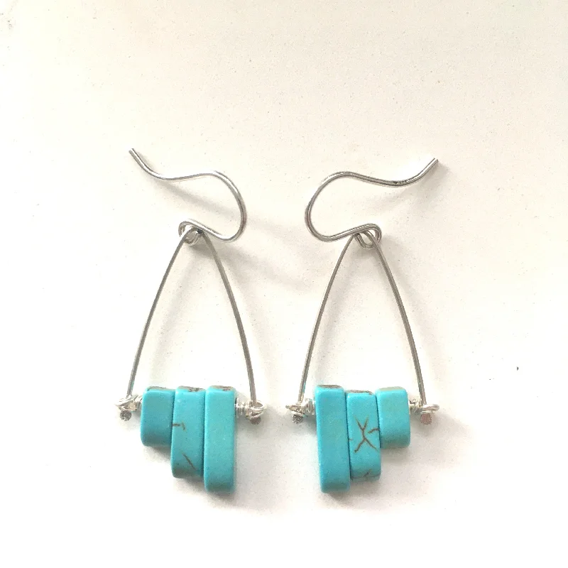 Earrings For Restful Years-Turquoise Howlite Dangle Earrings