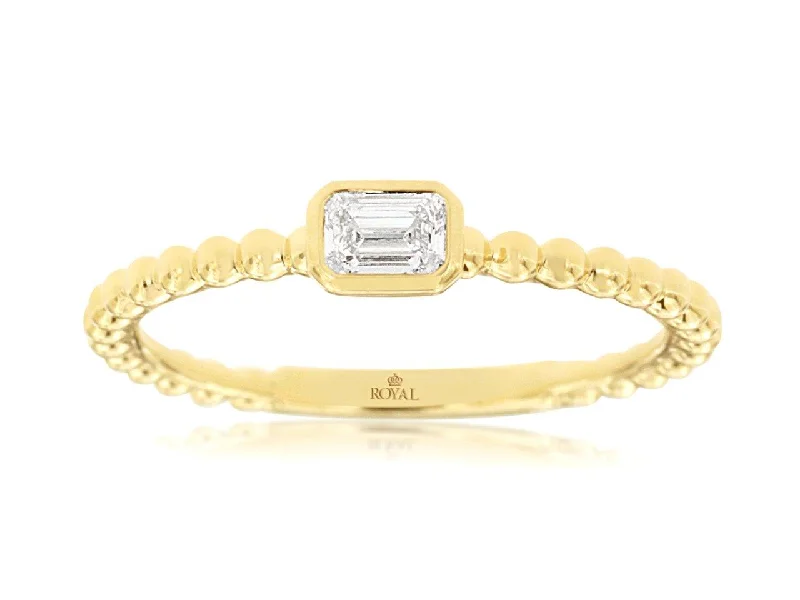 Rings Longevity Hacks-14k Yellow Gold Stackable Emerald Cut Diamond Band