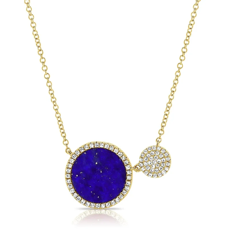 Necklaces For New Kids-14k Gold & Diamond Lapis Necklace