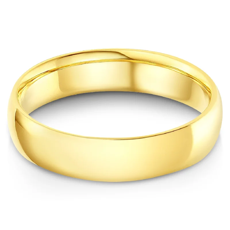 Rings Glimmer Metrics-14k Solid Gold 5mm Plain Comfort Fit Wedding Band